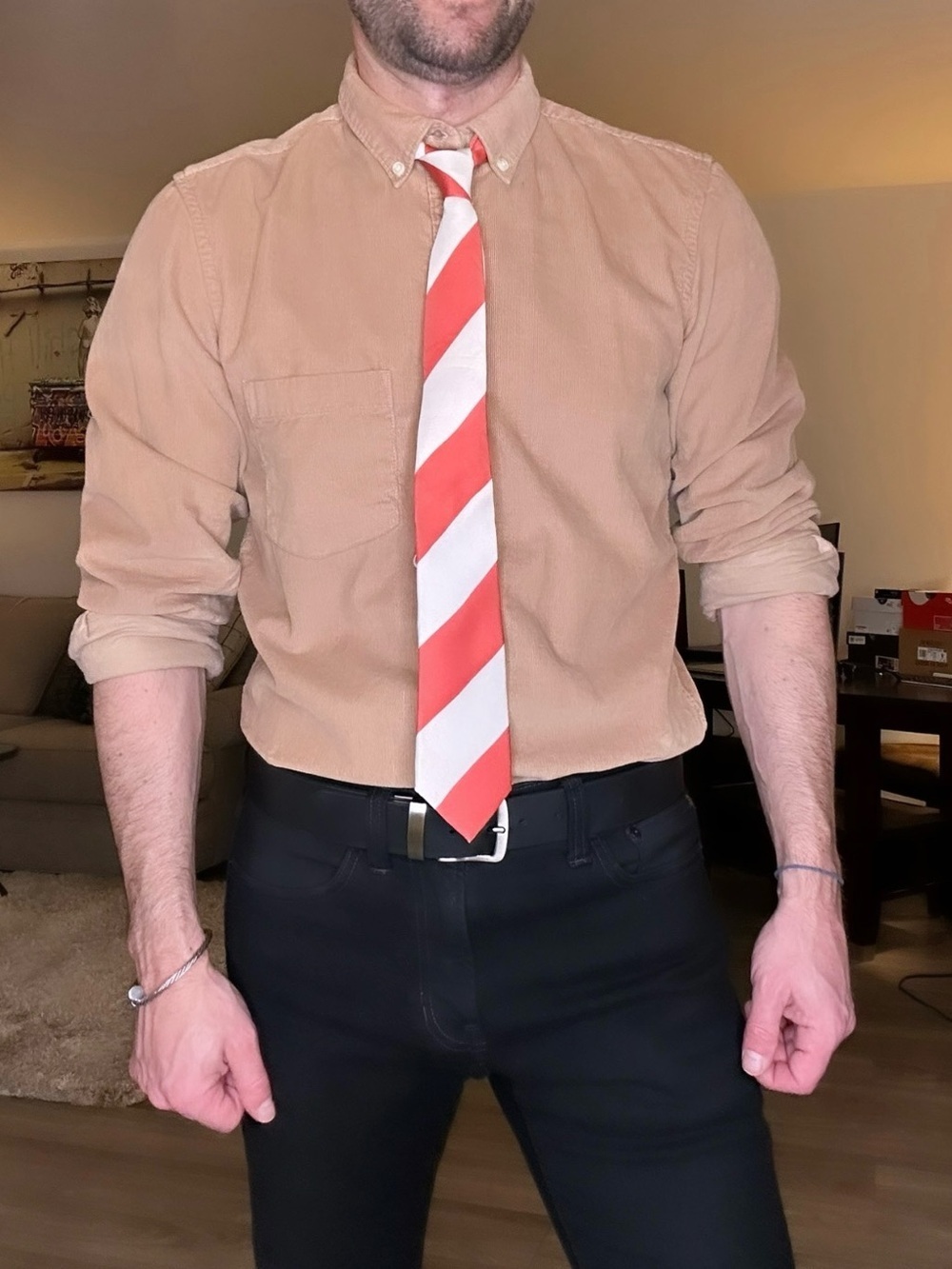 French Connection | Slim Fit Corduroy Shirt in Khaki Tan (Small) - Picture 2 of 15